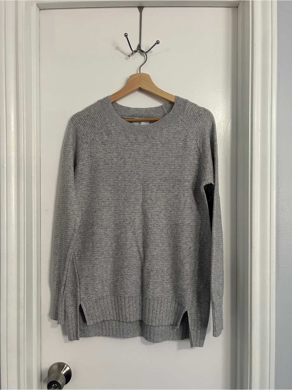 Light Gray Oversized Crewneck Knit Sweater